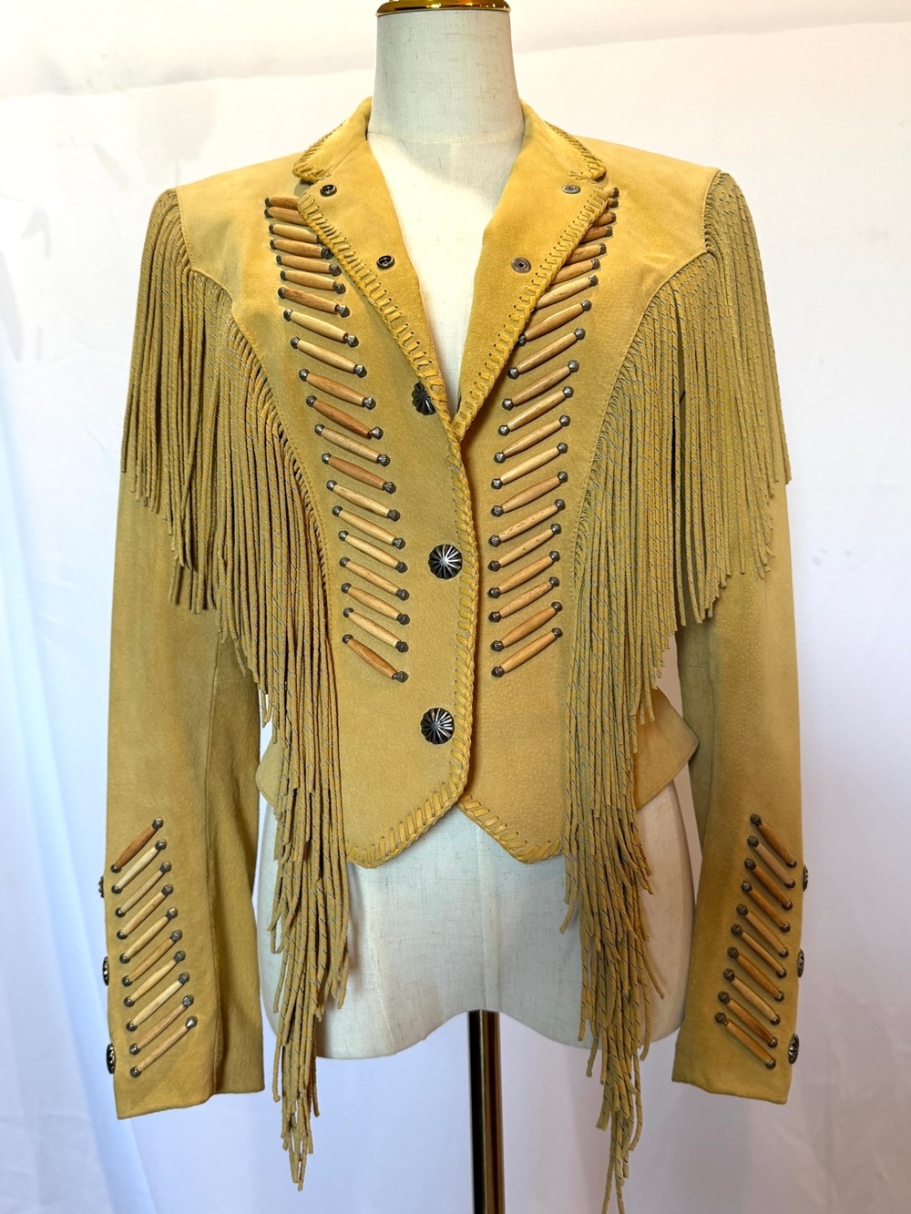 Vintage Cripple Creek Fringed Suede Western Jacket in Mustard